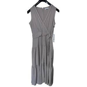 Calvin Klein Maxi Dress Womens Medium Moacha Mousse Tiered Crinkle Gauze Vacay
